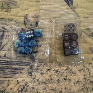 7-Piece Gaming Dice Set - Blue and Black Multi-Sided Dice Collection